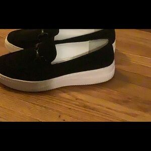 Never worn! Sofft Black Slip-On loafer/sneaker, white rubber cushion sole